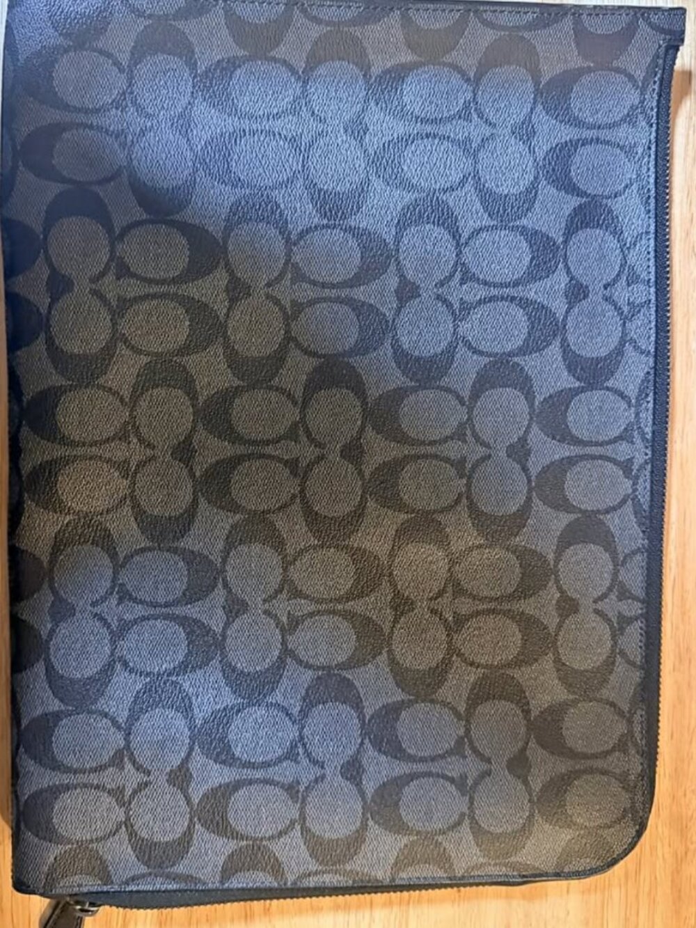 Coach L Zip Portfolio in Signature Canvas- Black/Grey